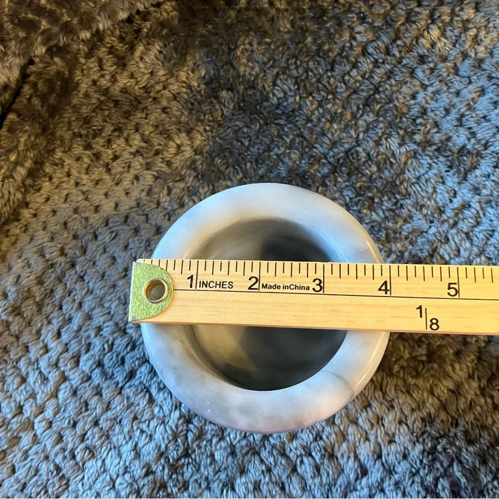 White & Grey Solid Marble Apothecary MORTAR Grinding Bowl Spices Heavy No Pestle